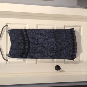 Petite Sophisticate Soft Black and Blue Paisley Skirt Vintage